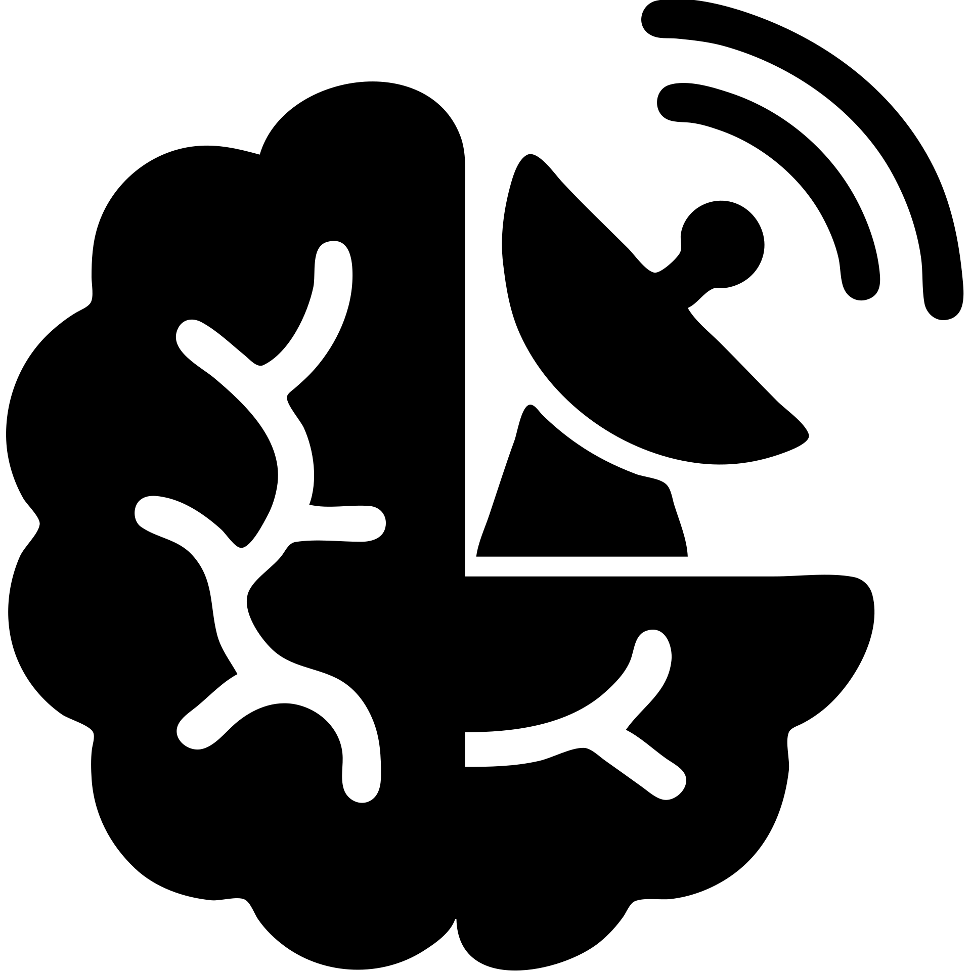 solid black filled logo for intelligence news channel, abstract brain and satellite dish, modern authoritative emoji