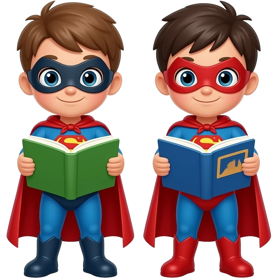 Kid Superheroes Reading Books emoji