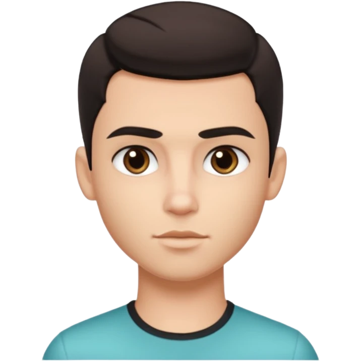pretty handsome bratz man, dark eyes,  short dark hair, dark eyes, pale skin, defined jawline emoji