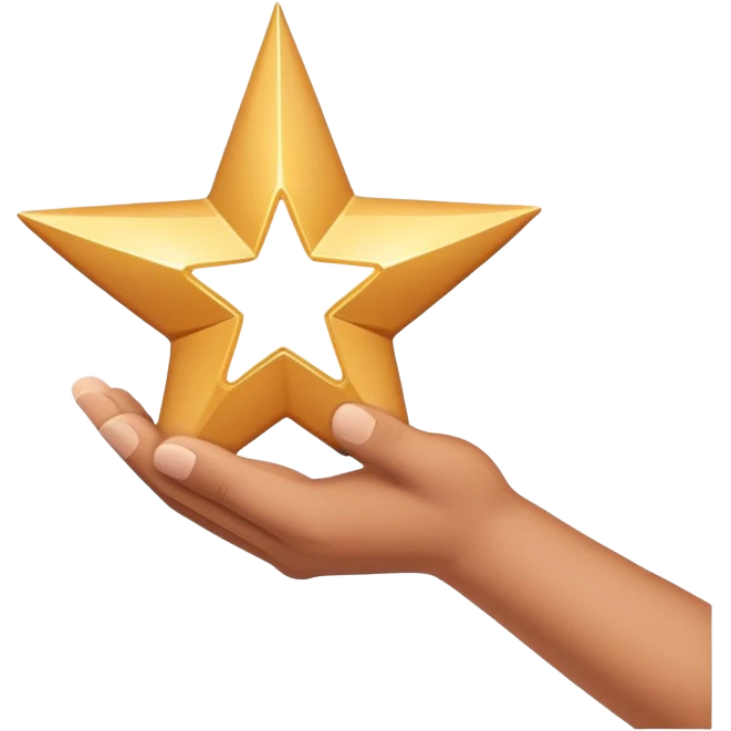 flexed biceps arm with a four-pointed sparkle star with curved edges, friendly and modern emoji