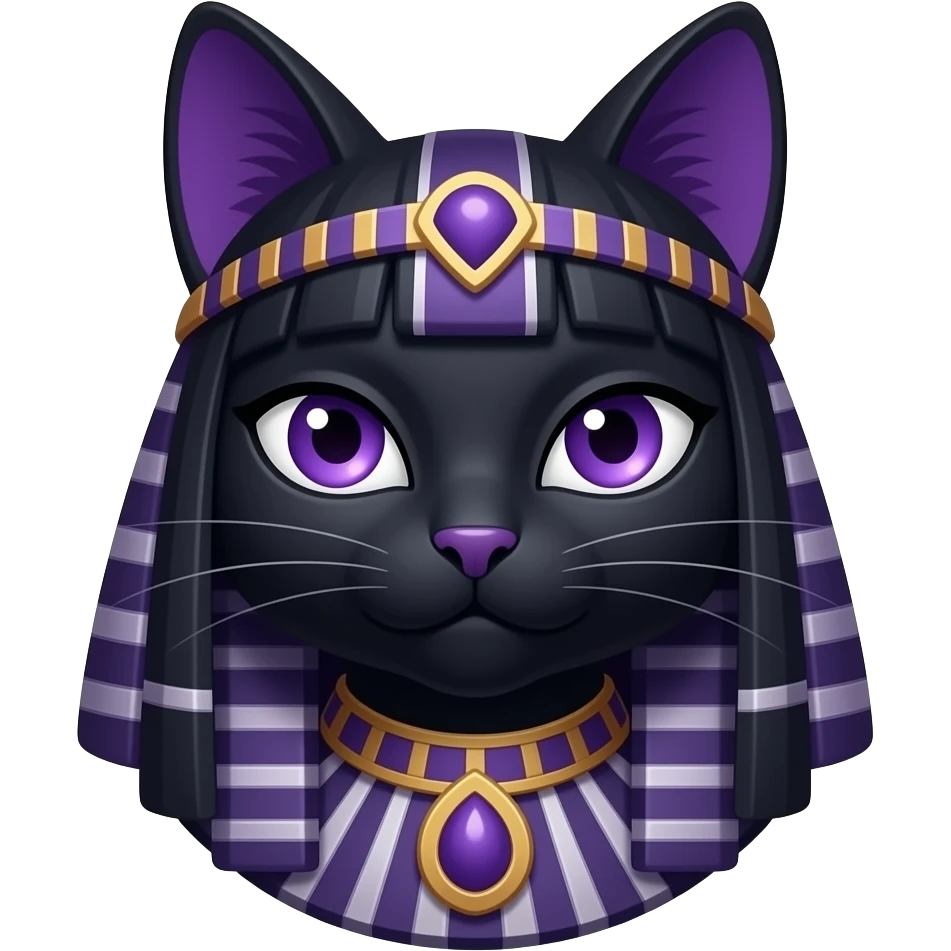 Bastet emoji, black cat and purple details emoji