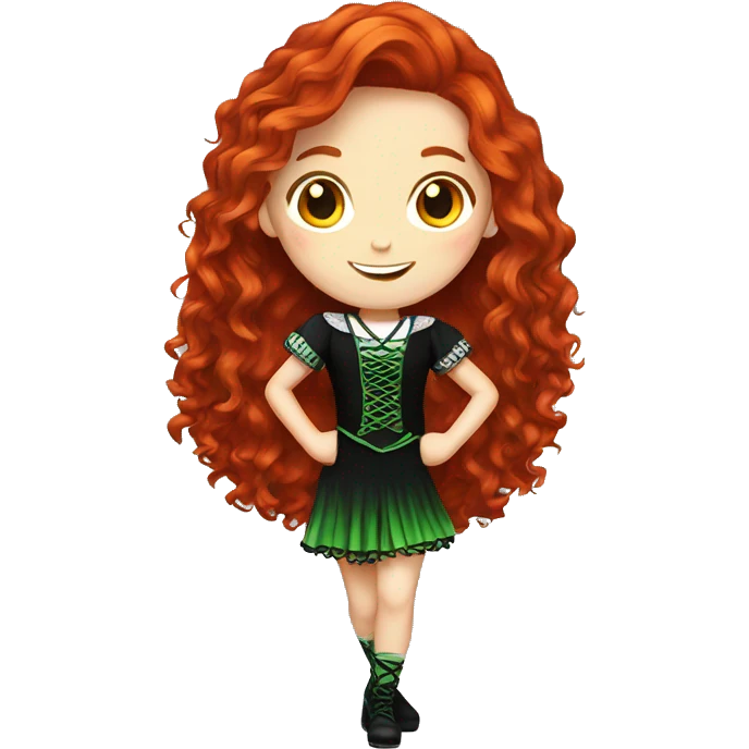 A girl with red hair irish dancing emoji