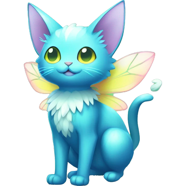 Shiny Grass-type-Fairy-type-Fakémon-Cat full body emoji