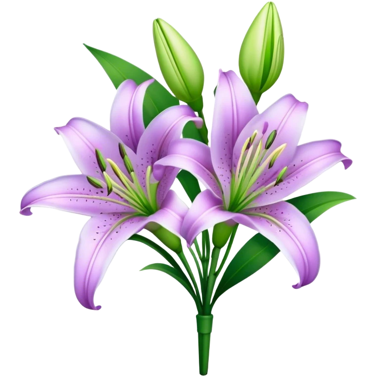 bouquet Light Purple Lily, luxuriant, stem, leaf, bud emoji