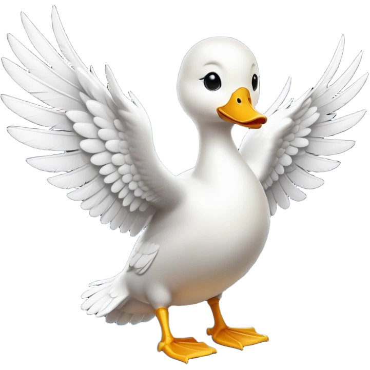cinematic-[white duck]-realistic-full-body-perched-emoji,-wings-tucked-neatly,-head-tilted-dramatically,-sleek-[white]-feathers,-simplified-yet-realistic-focused-features,-highly-detailed,-glowing-with-an-almost-sarcastic-glow emoji