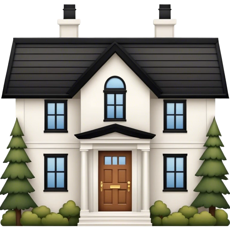 white house black roof cedar color door emoji