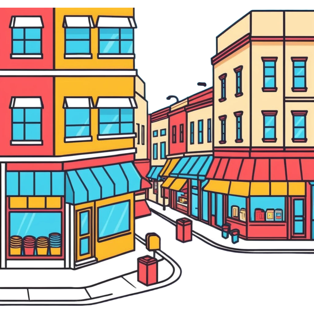busy street with shops emoji
