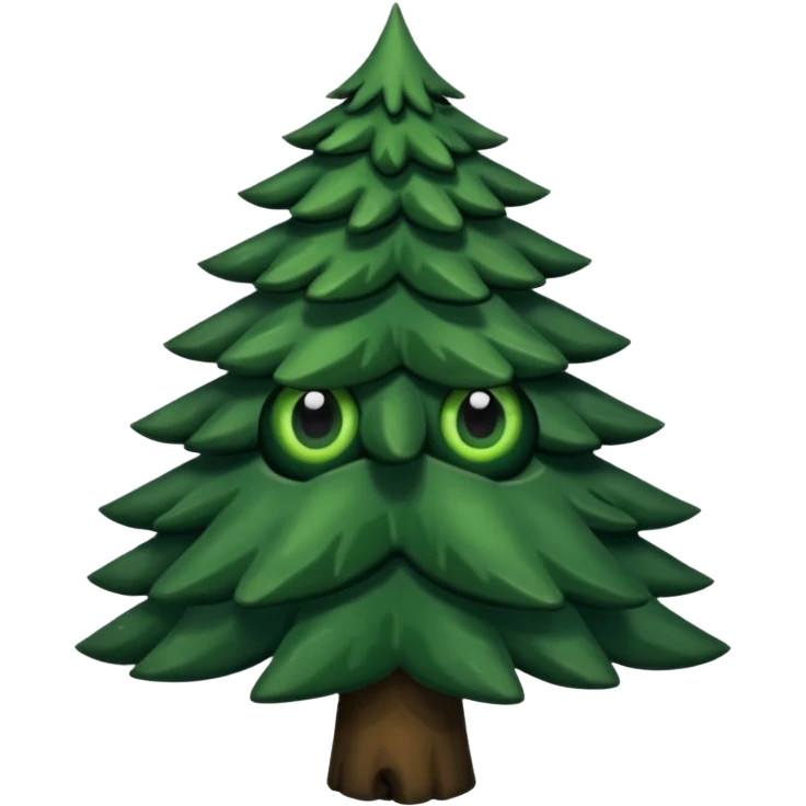 sapin avec deux gros yeux noirs emoji