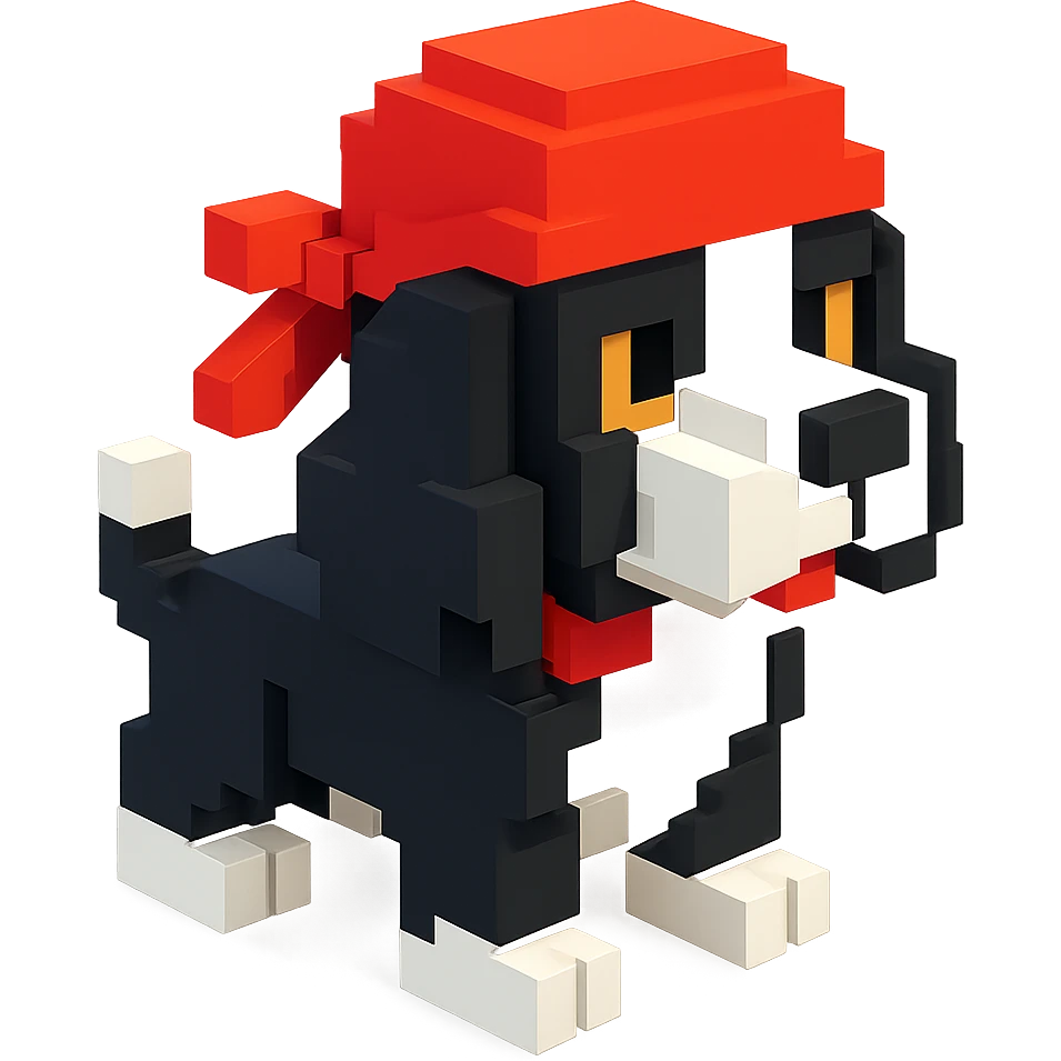 A black and white Russian Cocker Spaniel puppy wearing a durag, facing right emoji