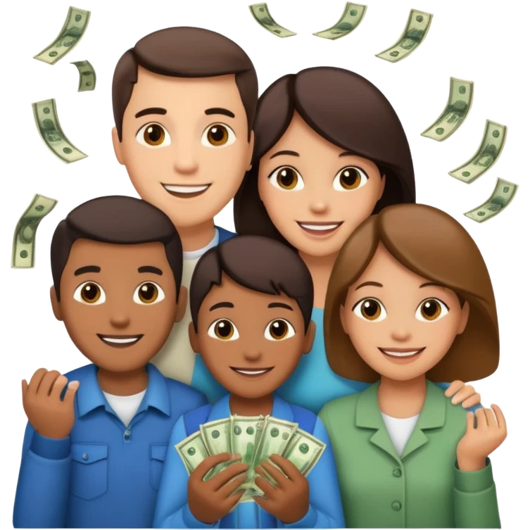 money around a family of four emoji