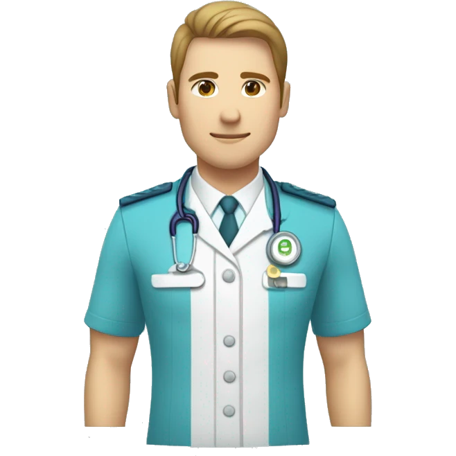 fisioterapeuta con uniforme azul aguamarin y levantado el pulgar emoji