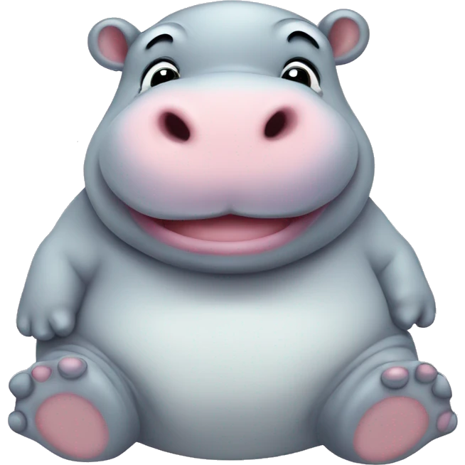 chubby white baby hippo with a belly emoji