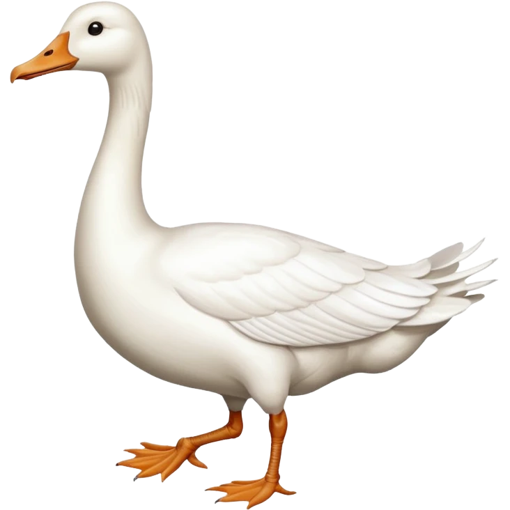 Make me an emoji of a goose that is running towards something. Also make it white. Make it have a very long neck like geese do. emoji
