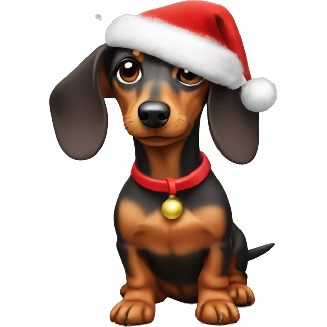 a dachshund dog with a Christmas hat  emoji