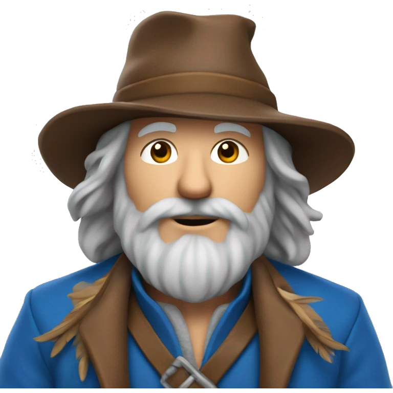 Tom Bombadil was a merry fellow, with a bright blue jacket and a brown hat with a blue feather emoji