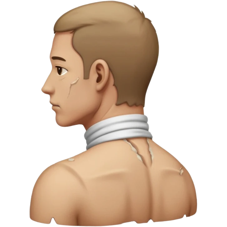 side view of man with bent neck, pain from the back of his neck emoji