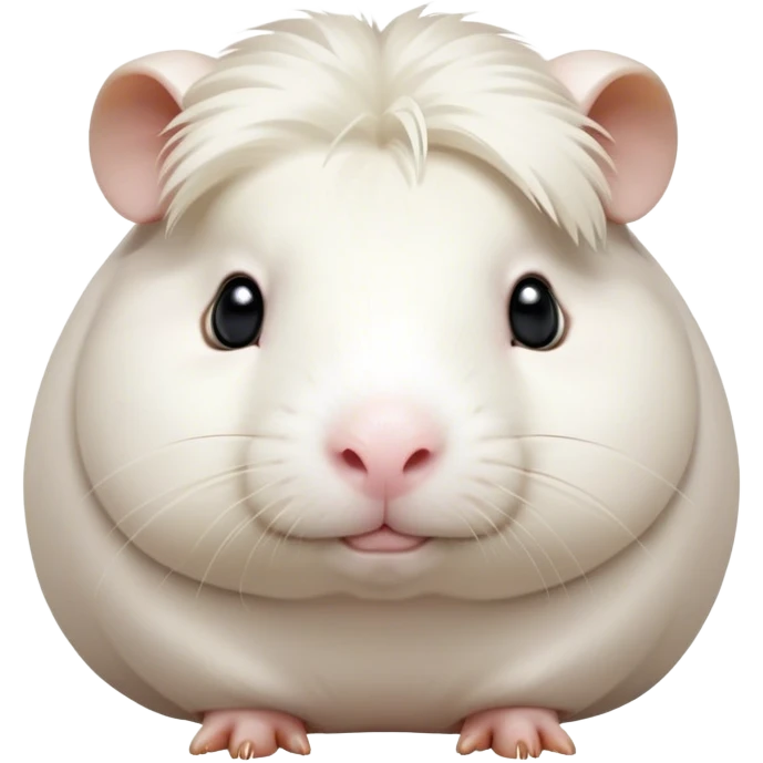 Cinematic Noble White Guinea Pig Portrait Emoji, Poised and regal, with a compact, chubby build and a pristine, well-groomed pure white coat, deep-set soulful dark eyes, Simplified yet sharp and sophisticated features, highly detailed, glowing with a soft, dignified glow, high shine, intelligent and sweet, stylized with an air of gentle purity, focused and attentive, soft glowing outline, capturing the essence of a watchful and confident little companion, so majestic it feels as though it could scurry out of the screen with effortless authority! emoji