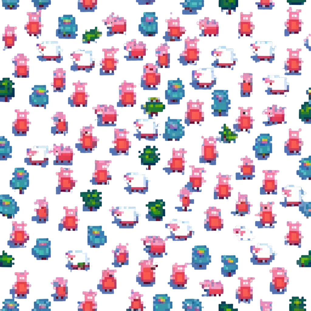 Peppa Pig, pixel art style, simple and recognizable, bright colors, blocky pixelated look emoji