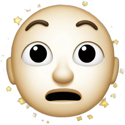 A face with eyes wide open, jaw dropped, and a spiral of stars or dots above the head, suggesting a mind being expanded or overwhelmed with amazement, inspiration, or sheer emoji