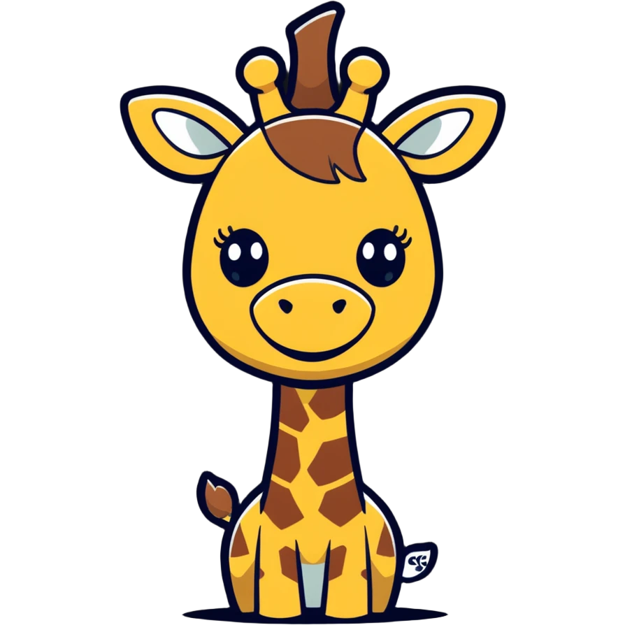 A scheming giraffe with narrow, gleaming eyes, a wide, toothy grin, and a menacing aura. Add a subtle shadow under the eyes for extra villainy. Perfect for 'troll' or 'evil laugh' emotes. emoji