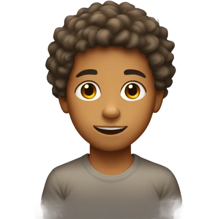 11 year old boy with fluffy hair and tanskin emoji
