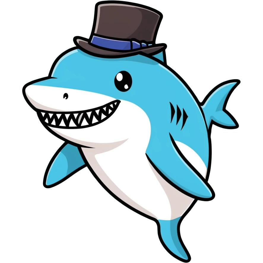 Shark with a top hat emoji