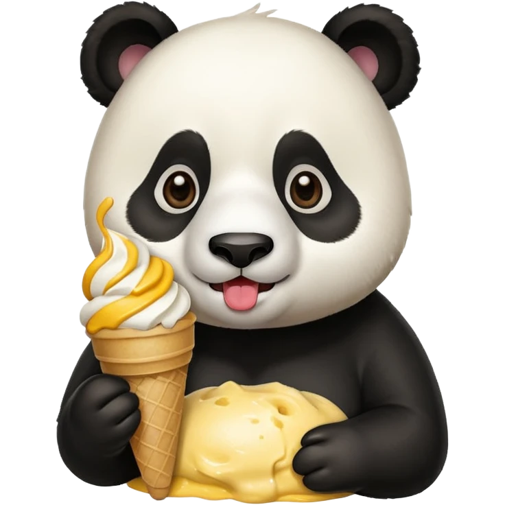 Panda eating mango icecream emoji