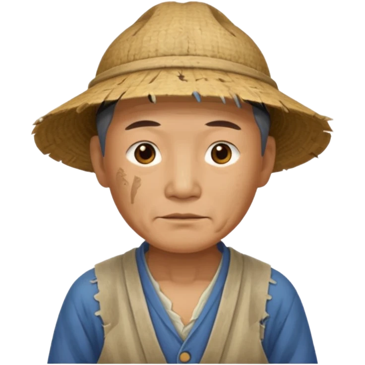 china ancient man, farmer, tattered emoji