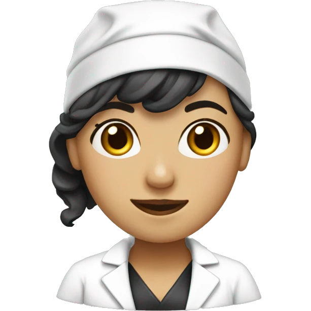 Doctora piel blanca y delantal negro emoji