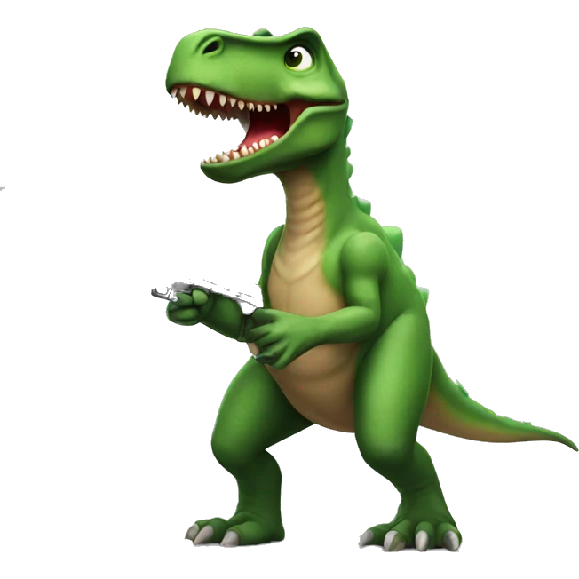Dinosaur with a gun emoji