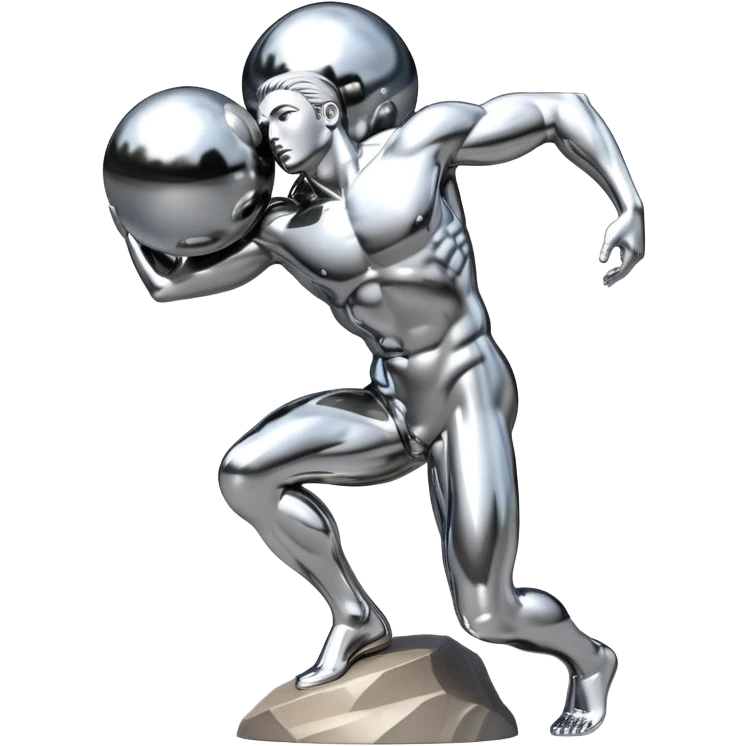 sorayama Sisyphus carrying big sphere on his back sculpture emoji