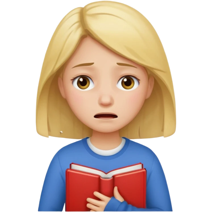 Girl stressed and crying because of study emoji