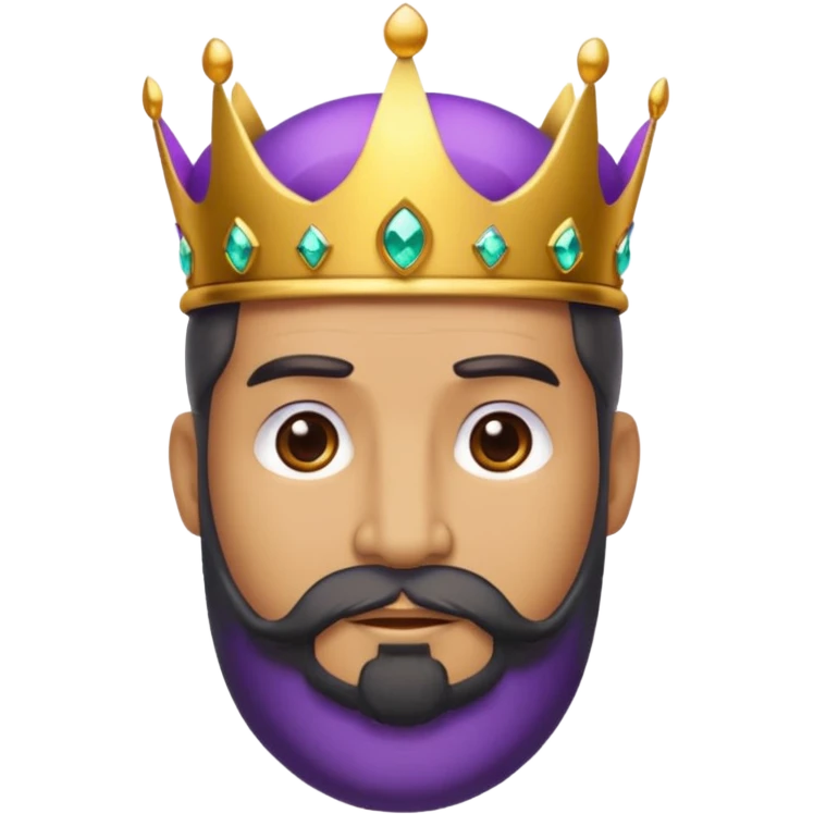 Create a cartoon-style emoji of Baltasar, one of the Three Wise Men. Only show his face and crown. He is older, with a black beard, and a purple and gold jeweled crown. Express warmth and wisdom. Colorful and simple, suitable as an emoji. emoji