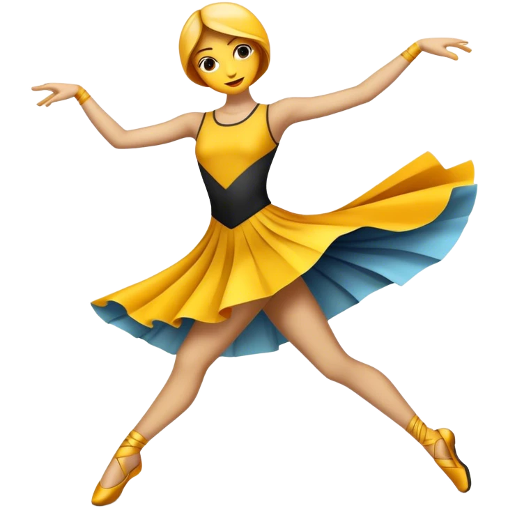 Humanless emoji for Contemporary Dance: bright modern clothing, abstract shapes, movement lines, and stage lighting with spotlights. The icon should convey the expressive and dynamic nature of contemporary dance, focusing on style and energy. Transparent background. emoji