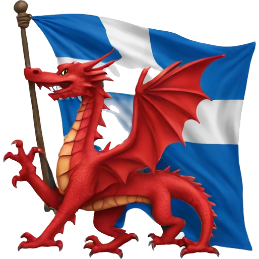A red dragon holding finland flag emoji