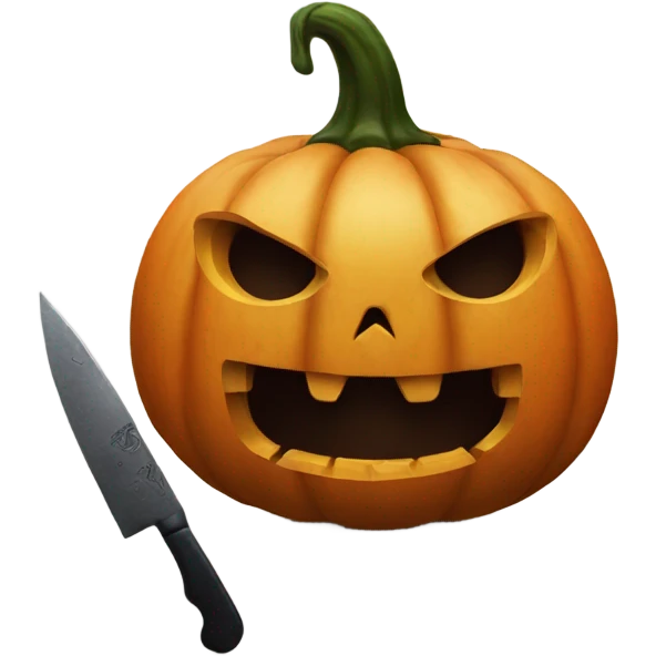 Spooky pumpkin with a knife  emoji