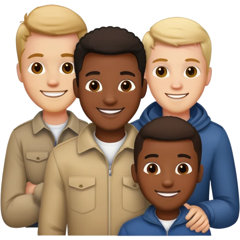 3 black guy with 1 white guy emoji