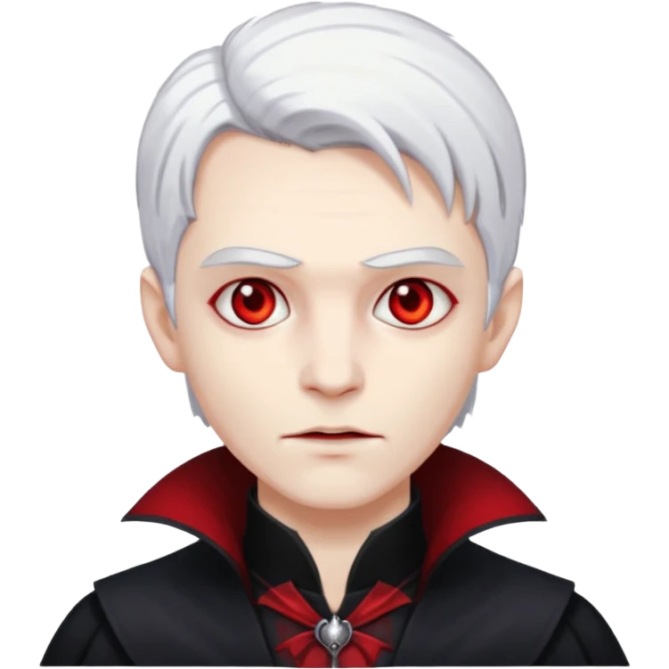  young vampire with red eyes and white hair emoji