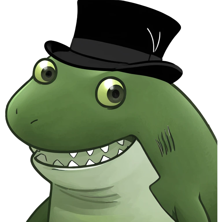 Shark with a top hat emoji