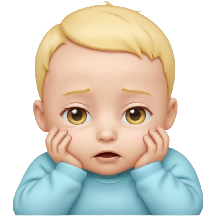 Cute 3D baby emoji, rubbing eyes, sleepy expression, short fine baby hair, soft pastel colors, clean white background  emoji