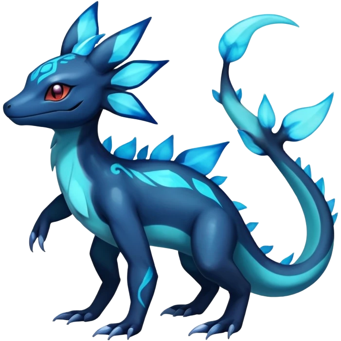 Colorful Dark Shiny Exotic Salandit-Aurorus-Glaceon-Fakémon-hybrid-creature (full body)  emoji