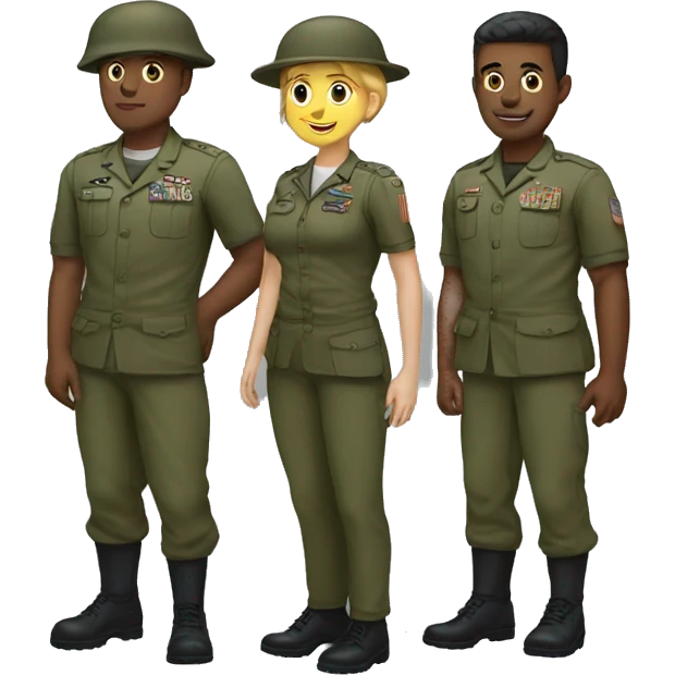 4 army people standing next to eachother emoji