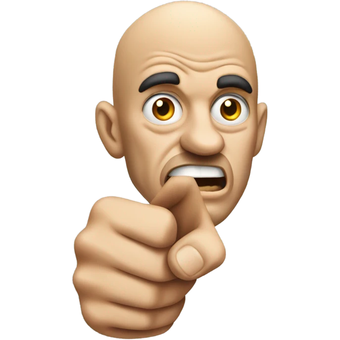 Angry guy looking at you pointing at you with an Extra long pointer  emoji