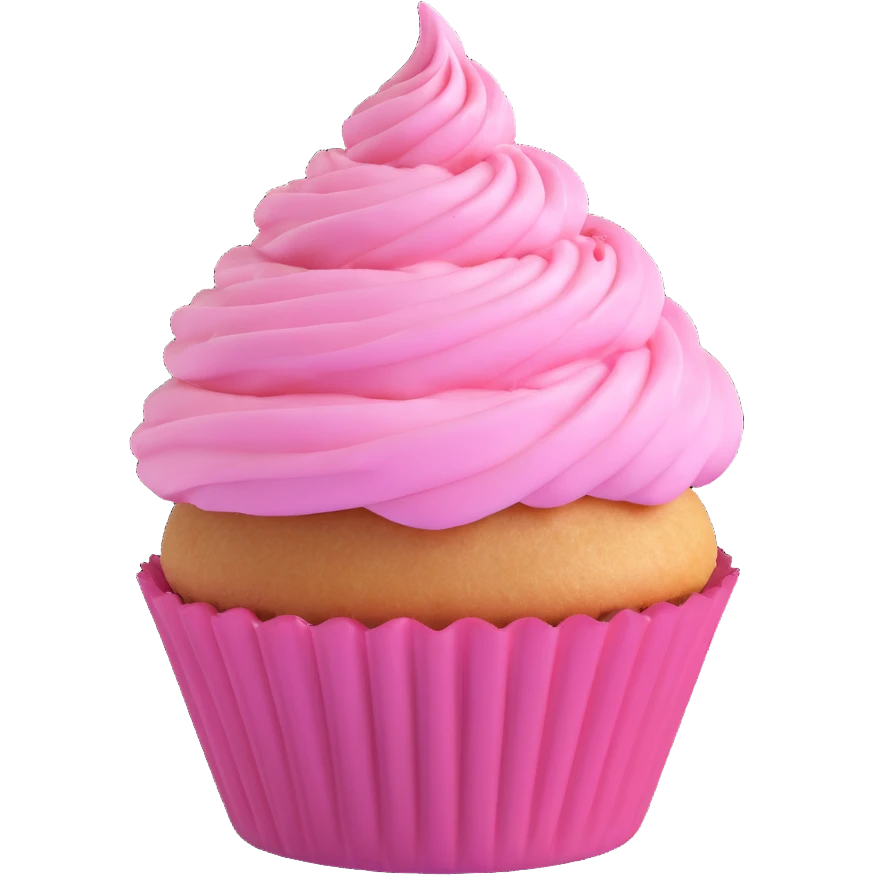 A cupcake with pink icing emoji