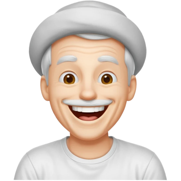 Goofy man with white tshirt laughing emoji