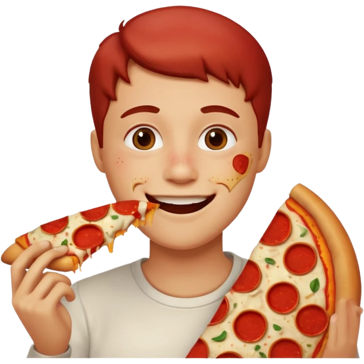 Happy face eating pizza  emoji