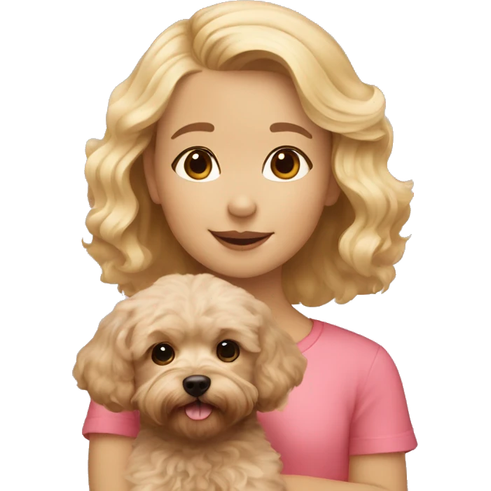Little blonde girl and brown maltipoo emoji