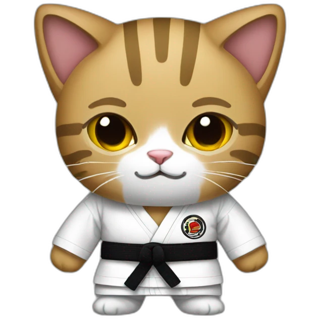 Cat wearing a black Jiu-Jitsu gi emoji