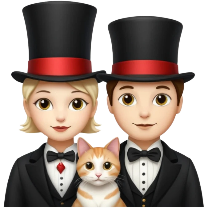 magician couple and their pet cat emoji