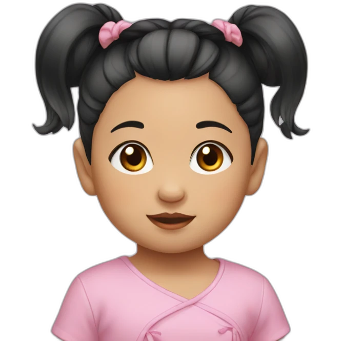 Chinese baby girl with two ponytail hair black emoji